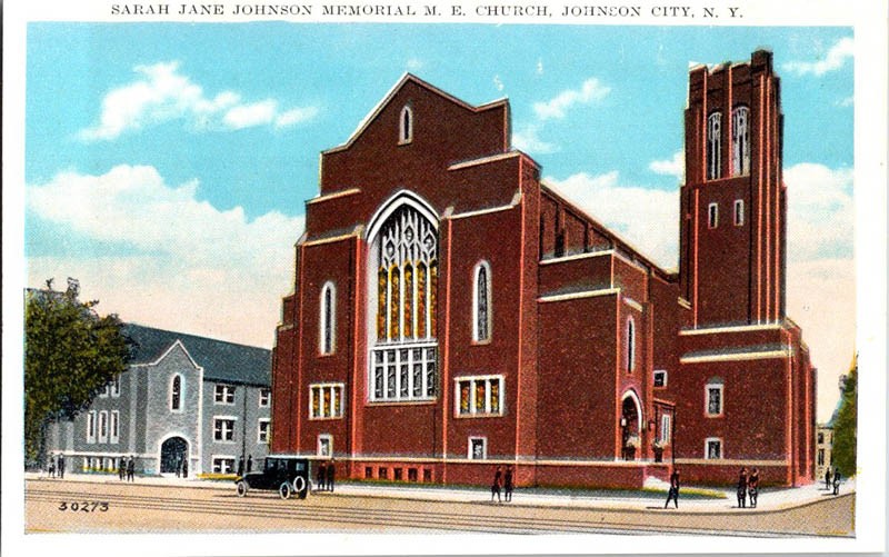 Johnson City New York NY : CHURCH SCENE m/14 AV5880