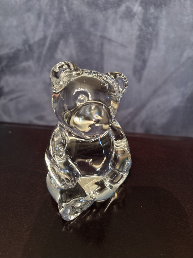 Princess House Teddy Bear Figurine Paperweight Clear 24% Lead Crystal Germany