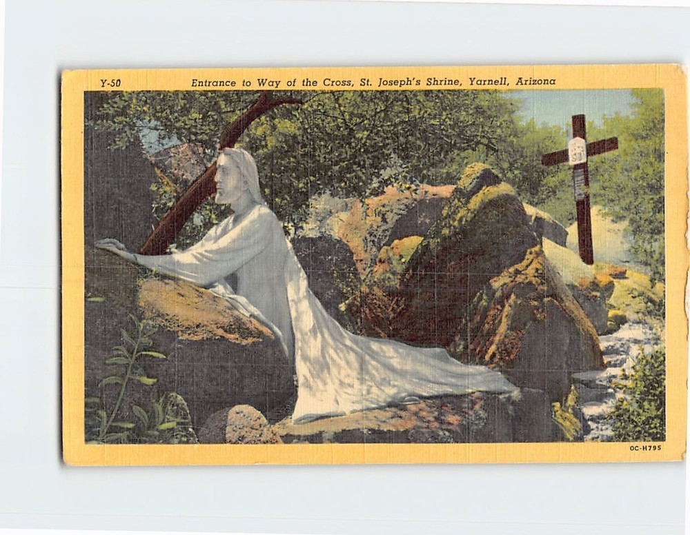 Postcard Entrance to Way of the Cross St. Joseph's Shrine Yarnell Arizona USA