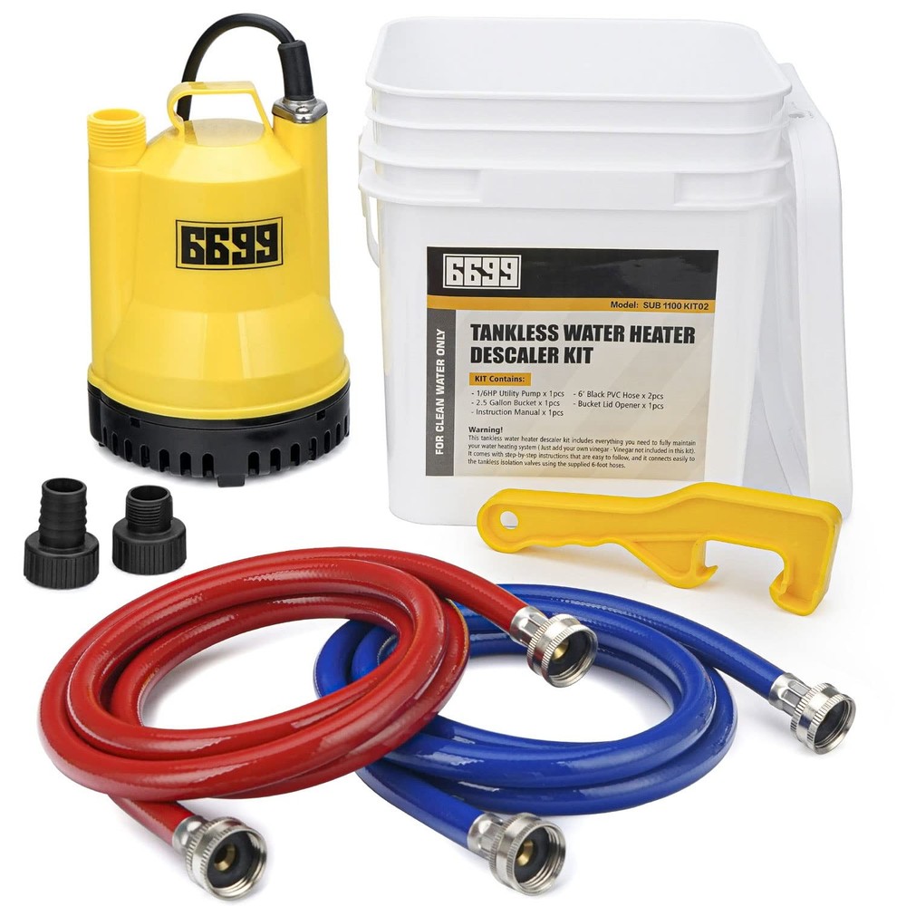 Tankless Water Heater Flushing Kit with 1/6HP Submersible Sump Pump