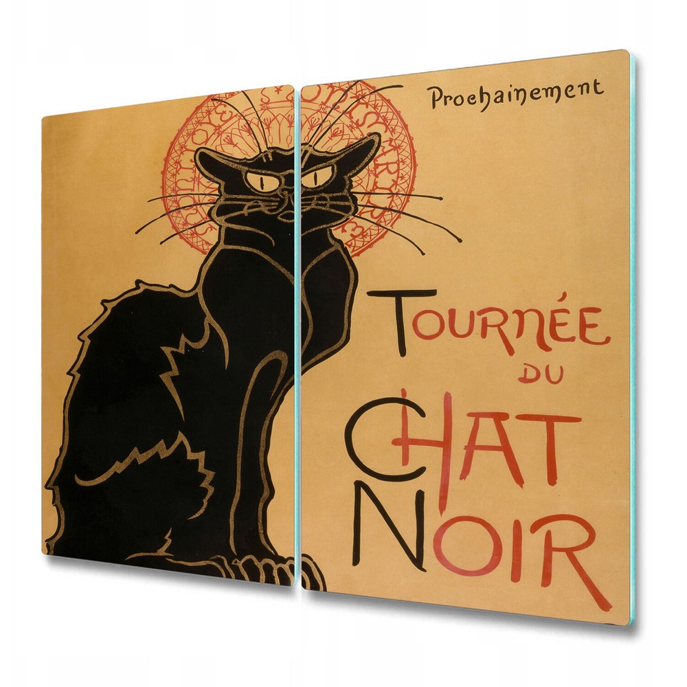 Glass Cover Chat Noir Art Vintage Chopping Board Worktop Saver 2x30x52