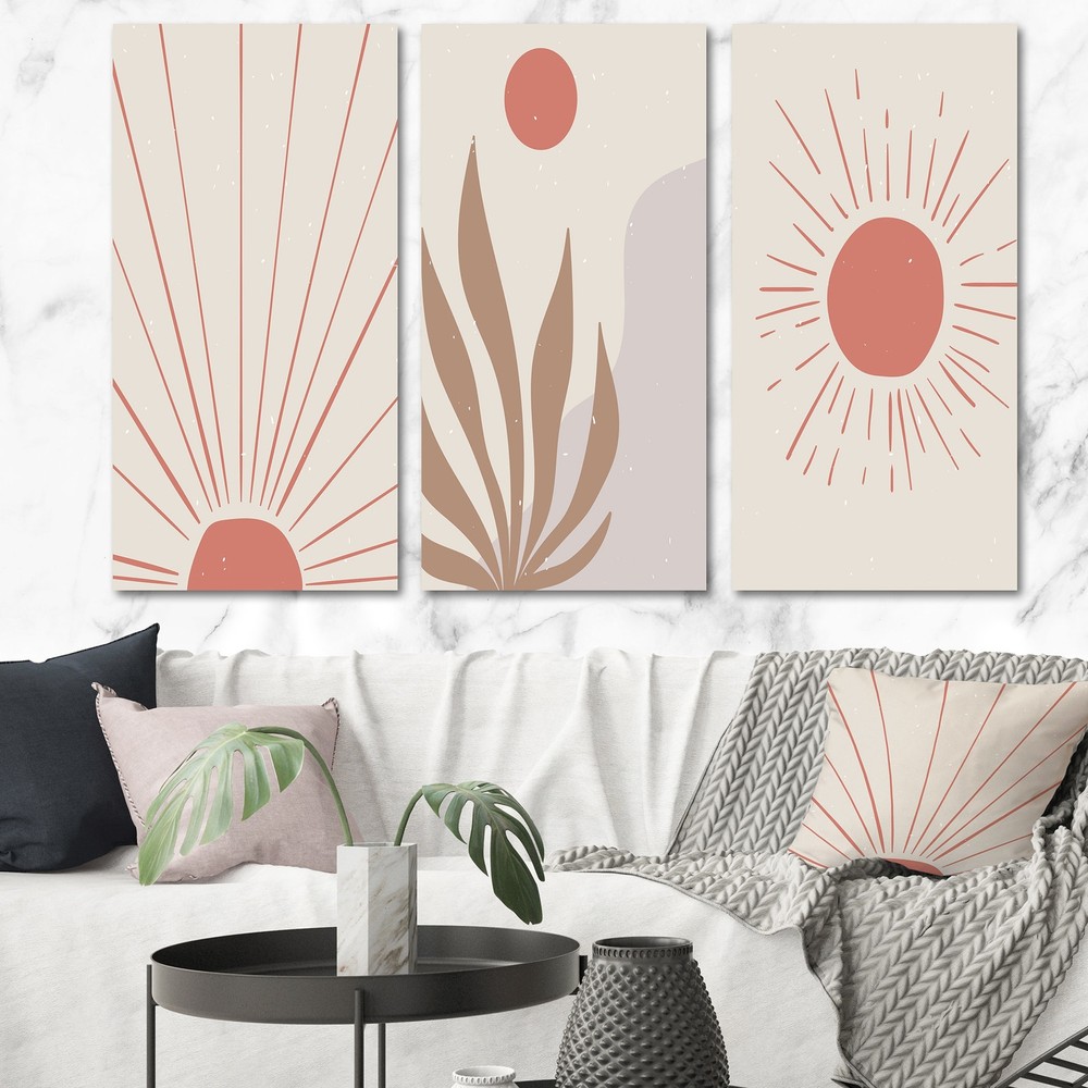 Designart Vintage Organic Shapes in Retro Colors IV - Mid-Century Modern Abstract Wall Art Print