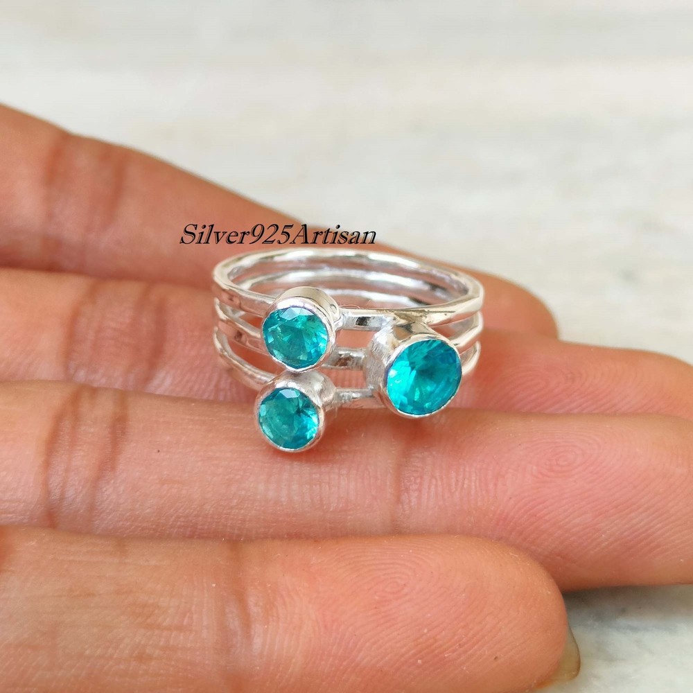 Gemstone Blue Topaz 925 Sterling Silver Ring, Statement Handmade Jewelry AK9965