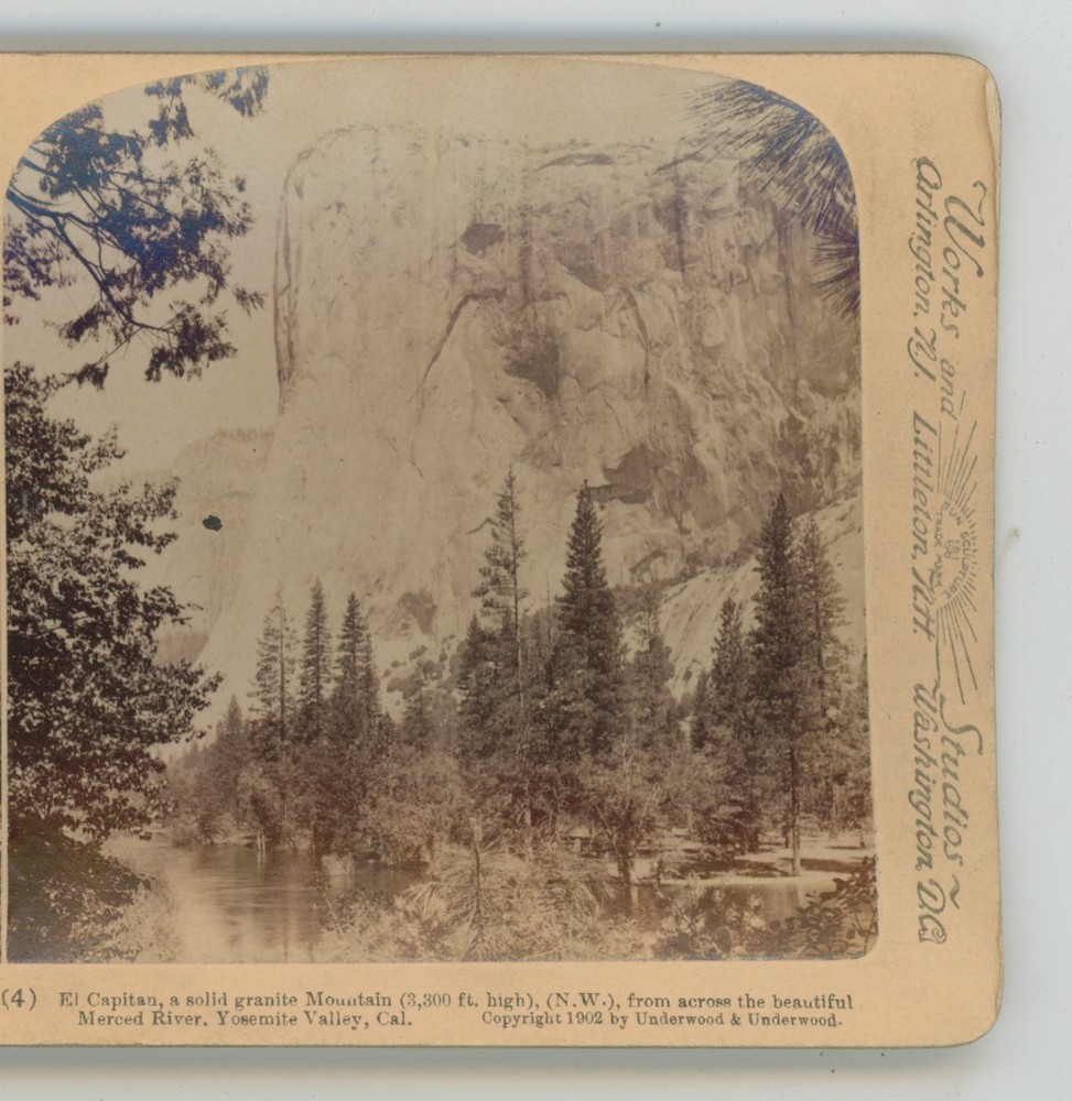 El Capitan Granite Mountain Yosemite Valley CA California Underwood Stereoview