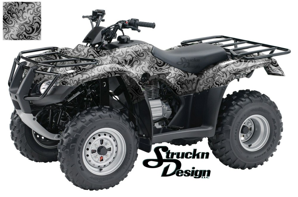 Dark Grey Swirl Vine Abstract Vinyl Wrap Kit for ATV UTV Golf Cart-image