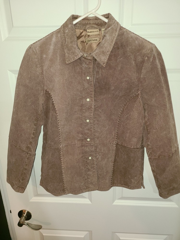 Women's Ruff Hewn Genuine Leather Jacket Coat Size Medium