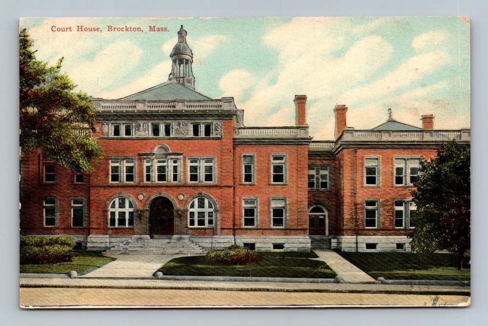 Vintage Court House Brockton Mass Linen Postcard by Americhrome