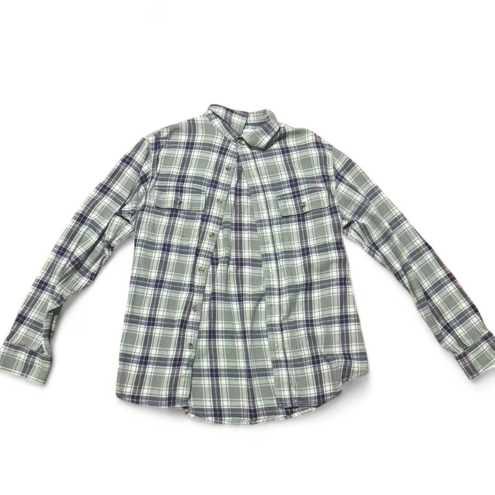 Old Navy Regular Fit Flannel Shirt Sage Green Plaid Sz M