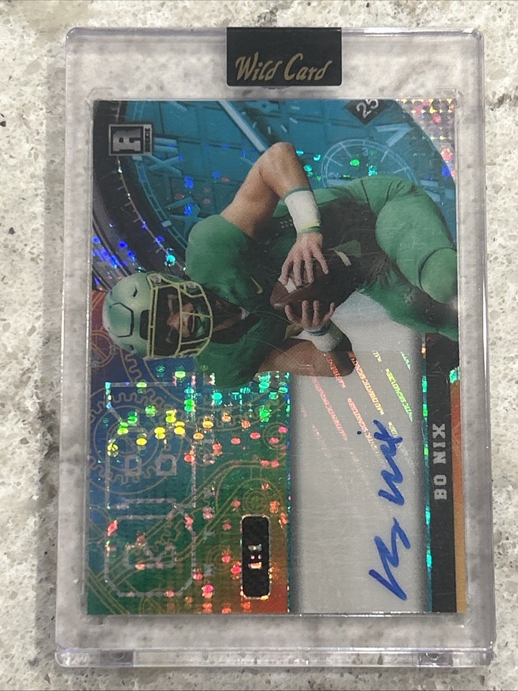 🔥Bo Nix 1/1 Auto Rookie Card, Rainbow Pulsar, 2023 QB1 On The Clock