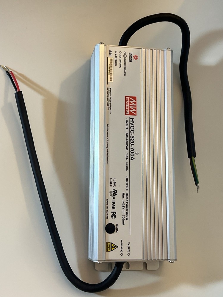 MEAN WELL, LED DRIVER MODEL HVGC-320-700A/  300W, 700 mA , INPUT 200 TO 480 VAC