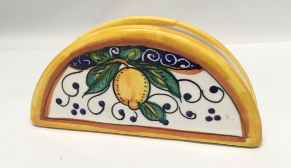 Italian Pottery Lemons Napkin Holder