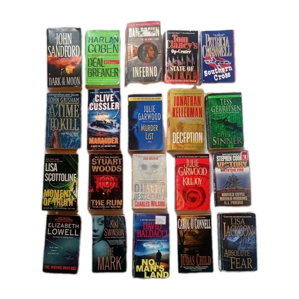 Lot of 18 Bestselling Thriller Paperback Books - Very Good Condition