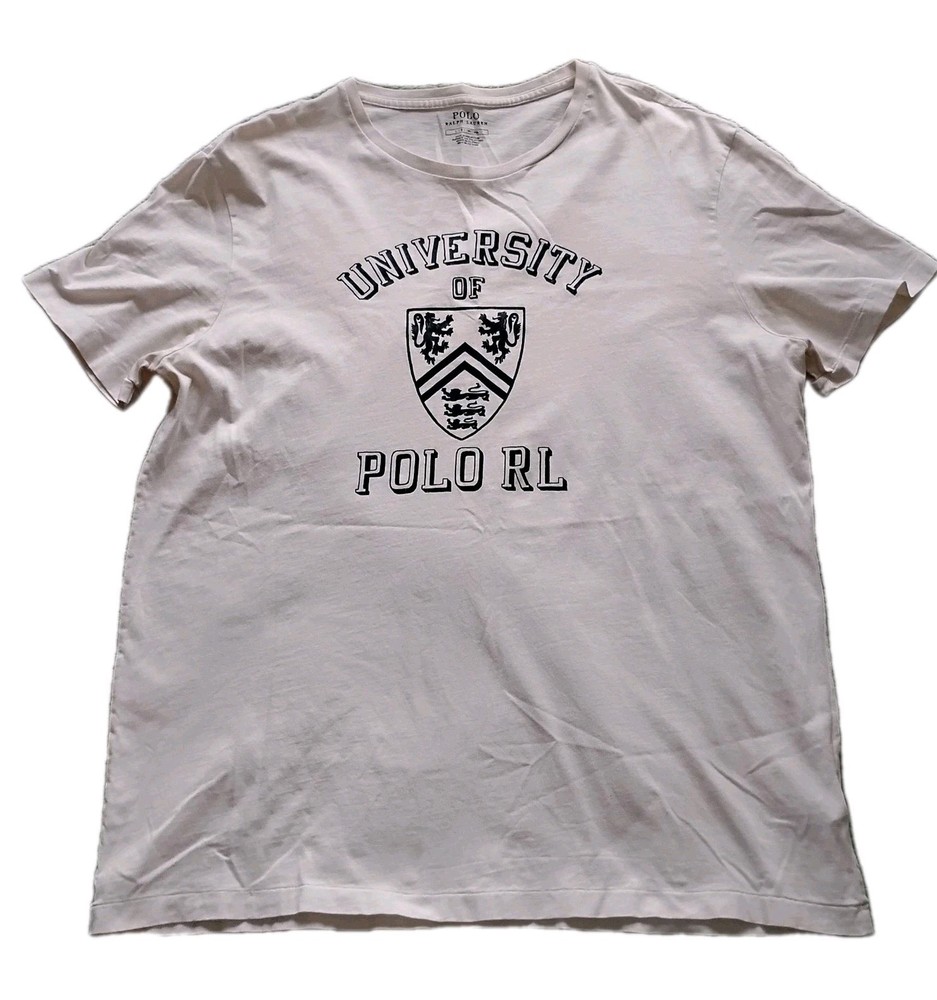 Polo Ralph Lauren University Of Polo RL T-Shirt Mens Large White Tee Shirt