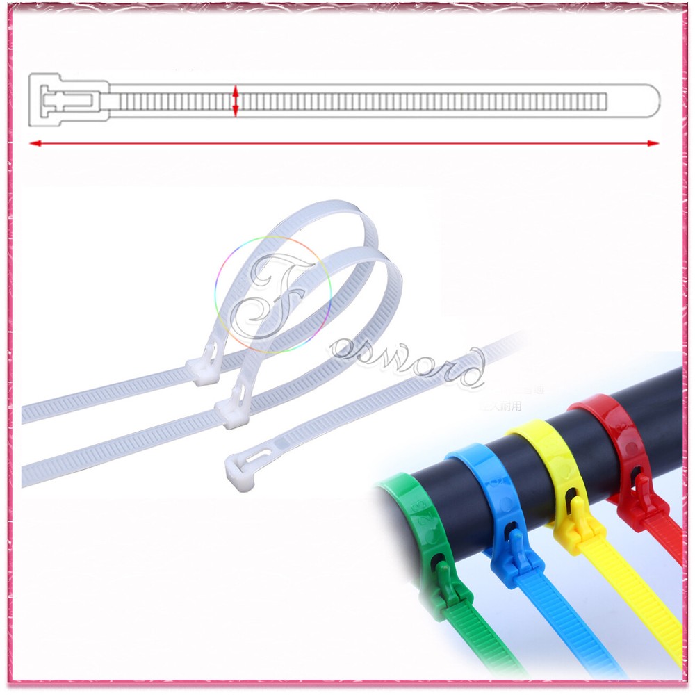 Reusable Nylon Cable Zip Ties 150-450mm Releasable Wire Wraps