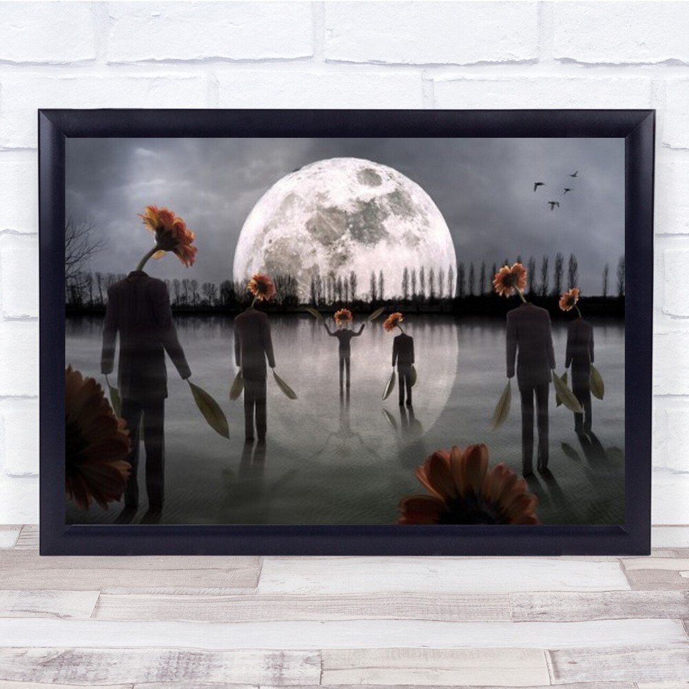 Surreal Moon Cult Sunflower Mystery Wall Art Print  