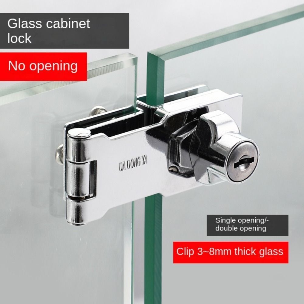 Security Glass Door Lock for Single or Double Cabinet Doors  