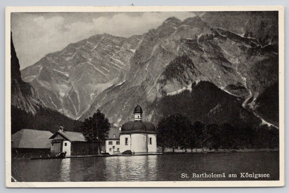St. Bartholomä am Königssee Church Bavaria Germany RPPC Postcard Ottmar Zieher
