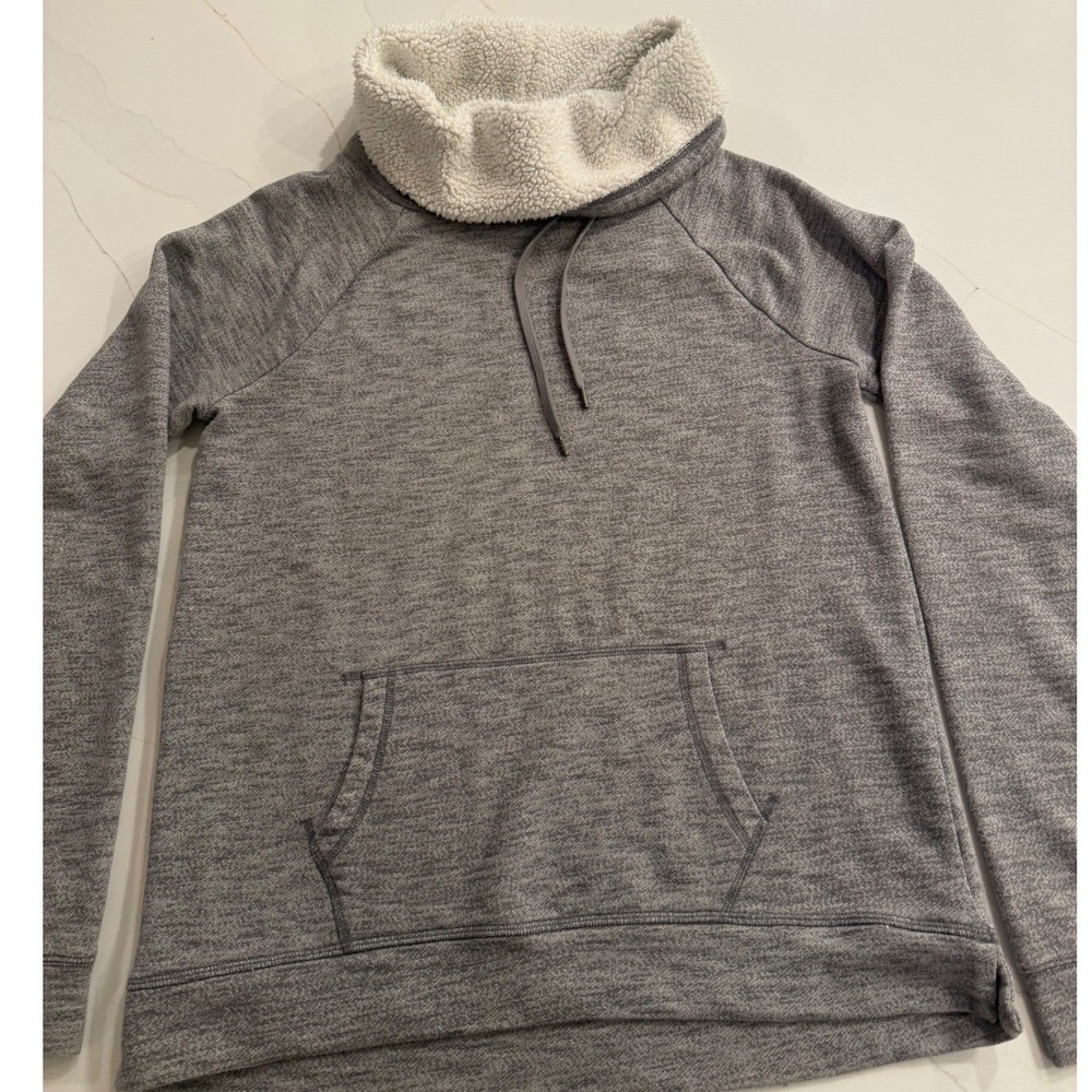 Tek Gear Women Gray Sherpa Lined Cowl Neck Pullover Sweatshirt Size S