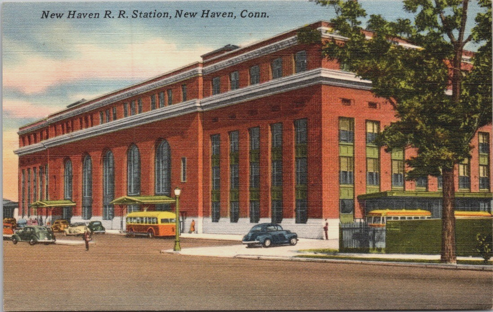 New Haven Connecticut R.R. Station Train Depot Vintage Postcard