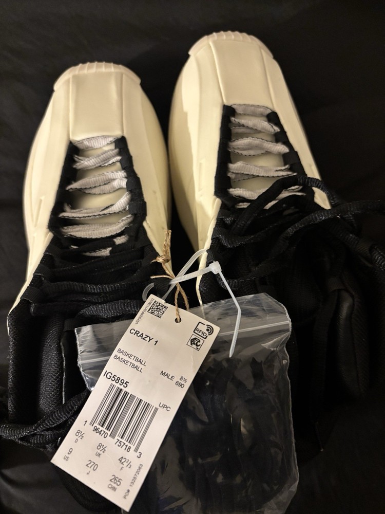 Adidas Crazy 1 Men's Size 9 Wonder White Basketball Shoes
