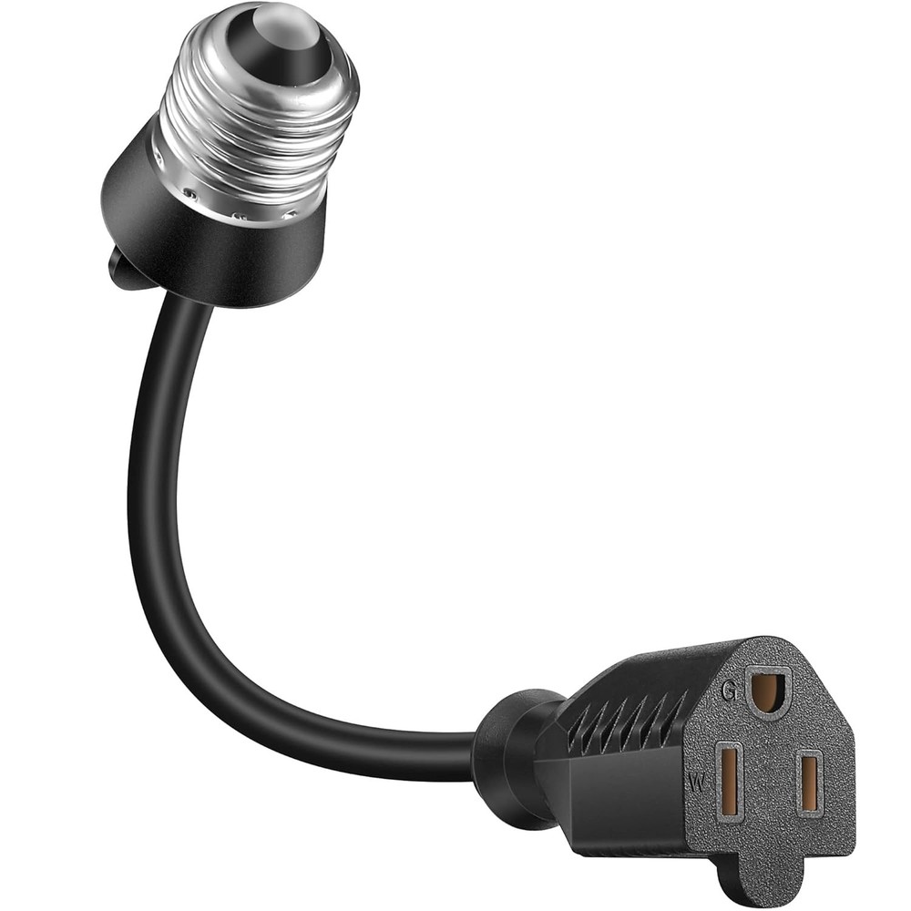 Light Socket to Plug Adapter 8.46 Inch Light Bulb E26/E27 Outlet Socket to 3 ...
