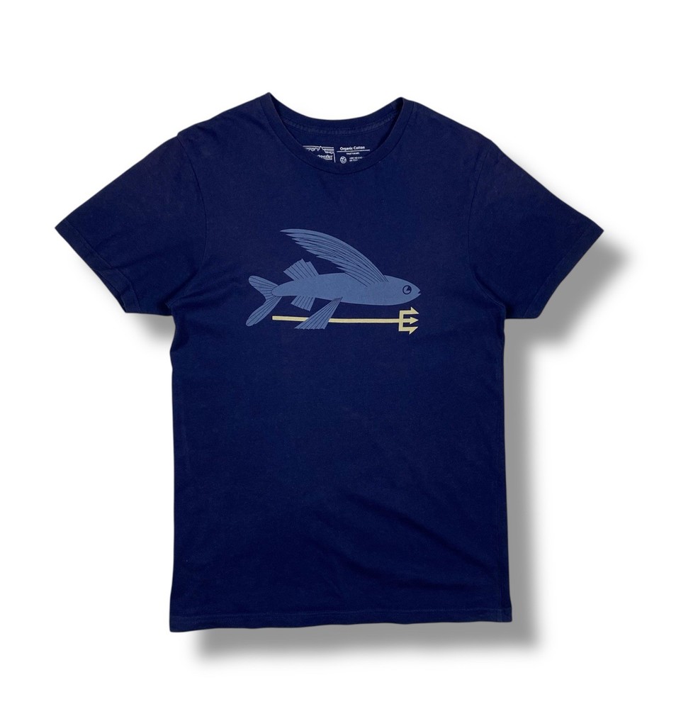 Patagonia Organic Cotton Graphic T-Shirt Fish Logo Navy Blue Men’s Small