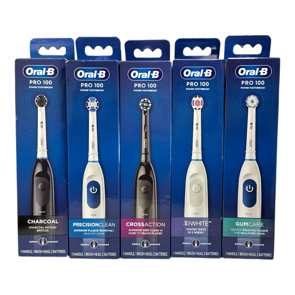 Oral B Pro-100 Power Toothbrush -1 Handle, 1 Brush Head, 2 Batteries- You Pick!