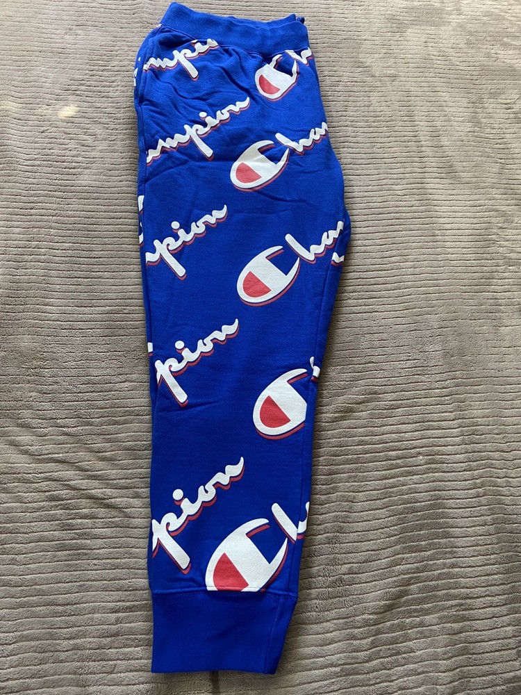 Champion Reverse  Sweatpants Mens 3XL Blue All Over Print Joggers America 250
