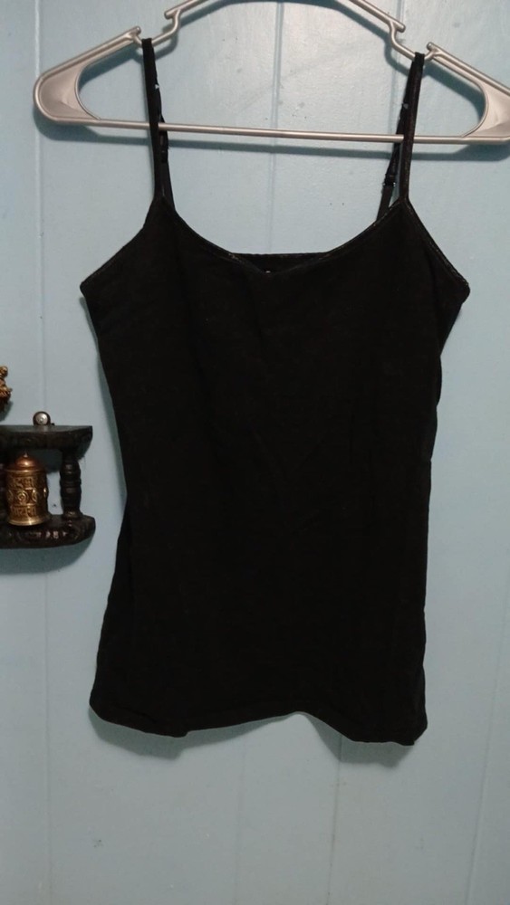 Black Tank Top Favorite Cami Women's Size Large Spaghetti Strap