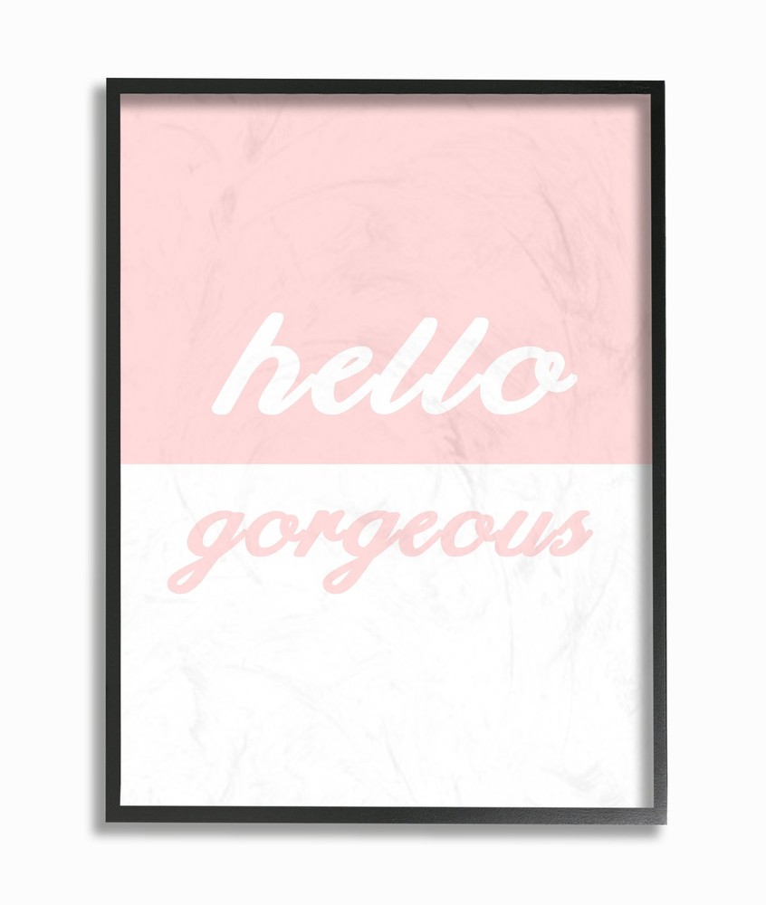 Stupell Home Décor Hello Gorgeous Split Pink Oversized Framed Giclee Texturiz...