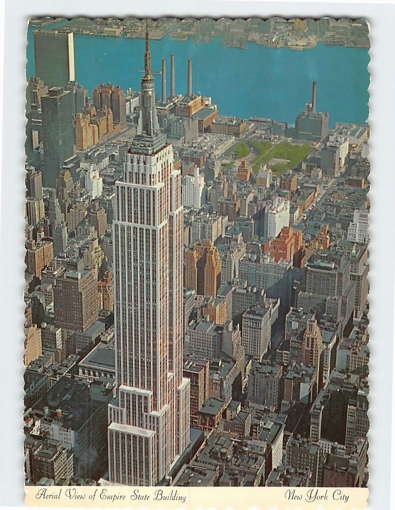 Postcard Aerial View Empire State Building New York City New York USA