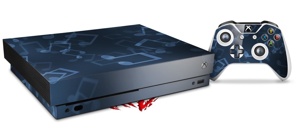 Skin for XBOX One X Console Controller Bokeh Music Blue Decal