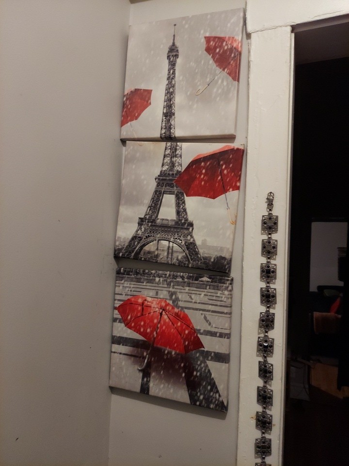 Set Of 3 Paris Eiffel Tower Canvas Landscape Wall Art Ready To Hang(12X12inch*3)