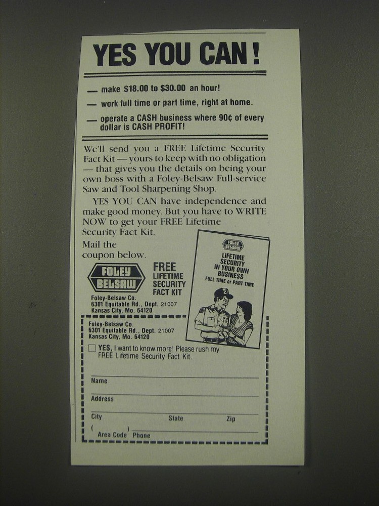 1991 Foley Belsaw Ad - Yes you can!