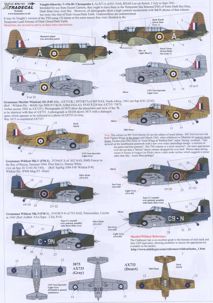 Xtra Decals 1/72 YANKS WITH ROUNDELS U.S. Aircraft Fleet Air Arm Service Part 2