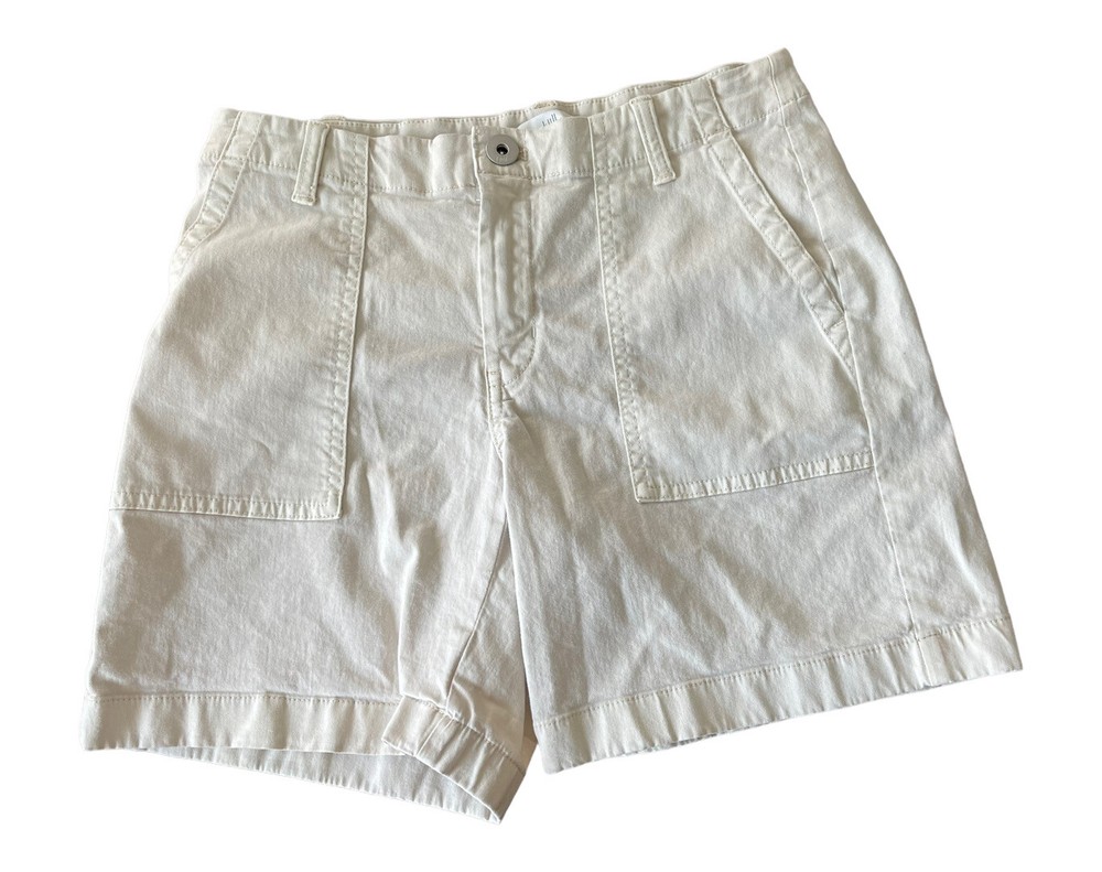 J Jill Shorts Womens 2 Cream Chino Cotton Stretch Mid Rise Pockets Casual