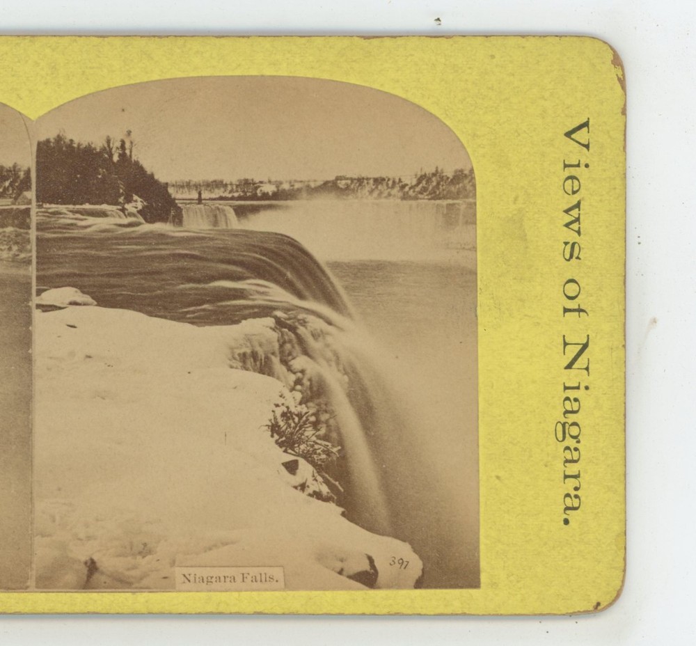 Niagara Falls Terrapin Tower in Distance Winter Stereoview