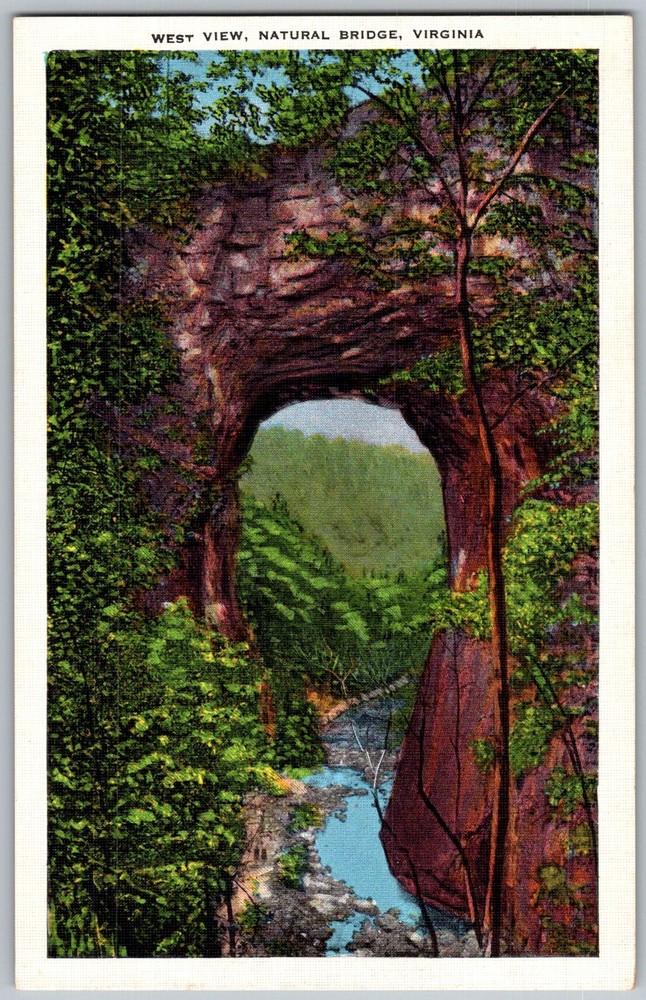 Vtg Linen Postcard Arch Natural Bridge, VA 1930s