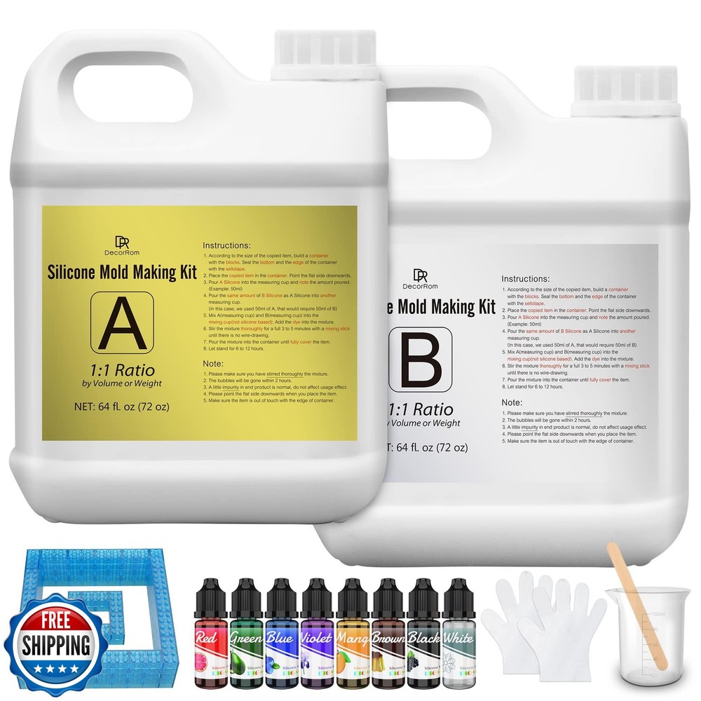 Silicone Mold Making Kit - 1 Gallon Kit Translucent Liquid Silicone Rubber 15