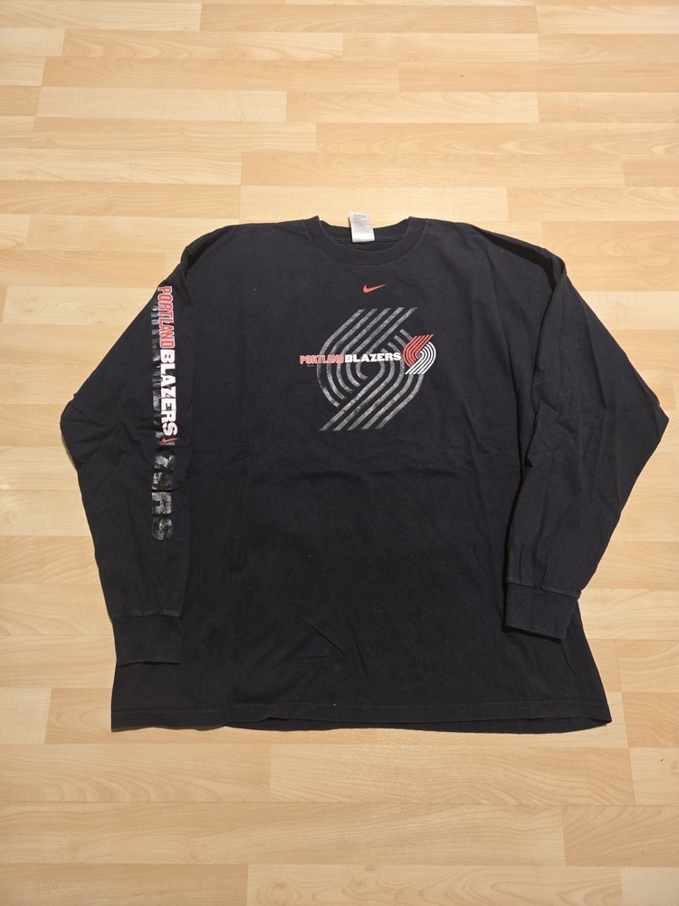 Vtg Y2K Nike Center Swoosh Portland Blazers Long Sleeve Graphic T-Shirt Size XL