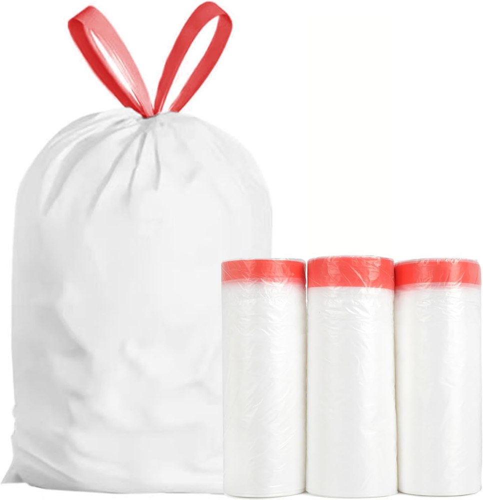 Ultra Thick Heavy Duty Plastic 16-18 Gallon Drawstring Trash Bags 60 Count White