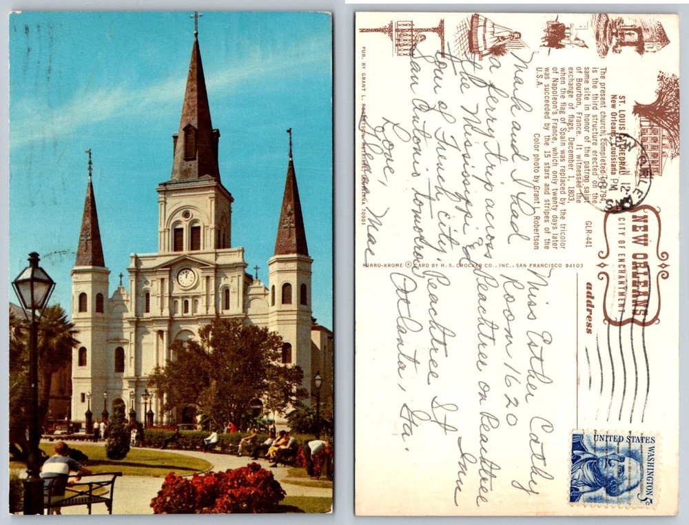 St. Louis Cathedral New Orleans LA Mirro-Krome Postcard 1960s Posted