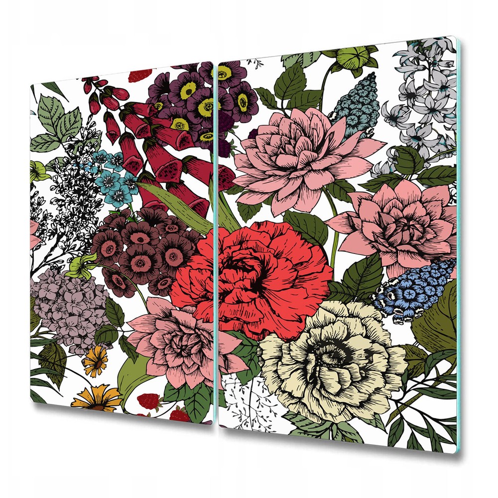 Glass Chopping Board Utensil Fall Flowers Autumn Beauty Floral Roses Vintage