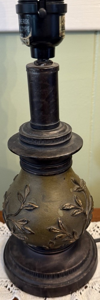 Antique Bronze Table Lamp, Floral Pattern, Metal Resin, L19185 GRB, 11 in