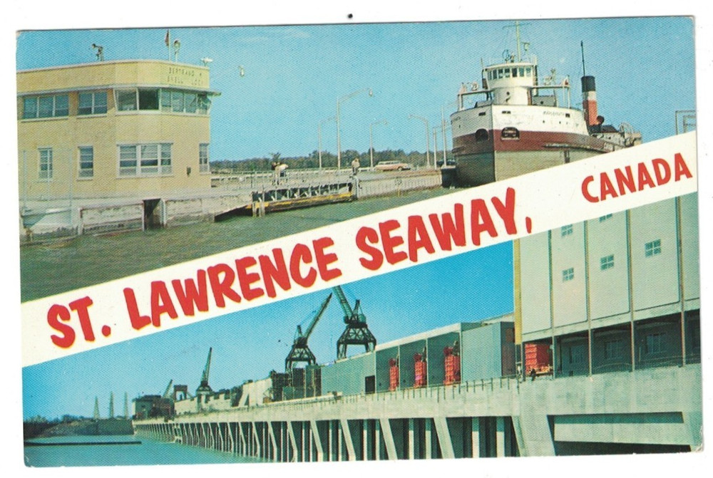 Vintage 1950'S Large Letter Greetings St. Lawrence Seaway Canada Postcard