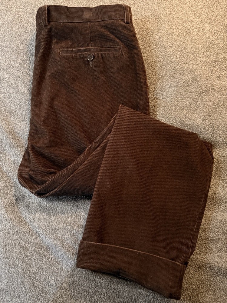 VINTAGE POLO RALPH LAUREN GREEN LABEL CORDUROY PANTS TROUSERS MEN'S 36x34 Brown