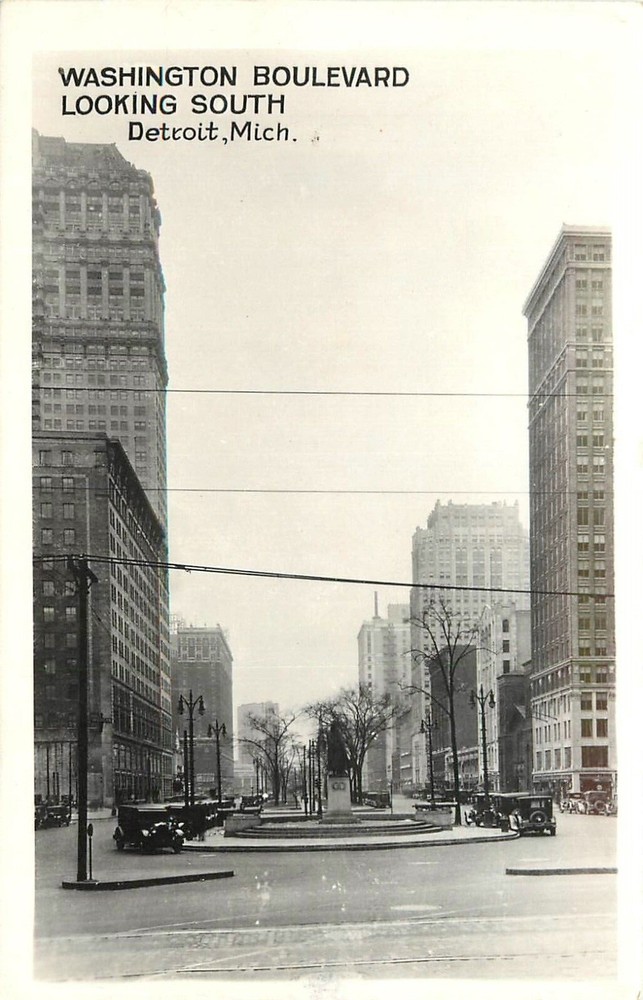 1944 Washington Boulevard, Looking South, Detroit, Michigan Real Photo Postcard