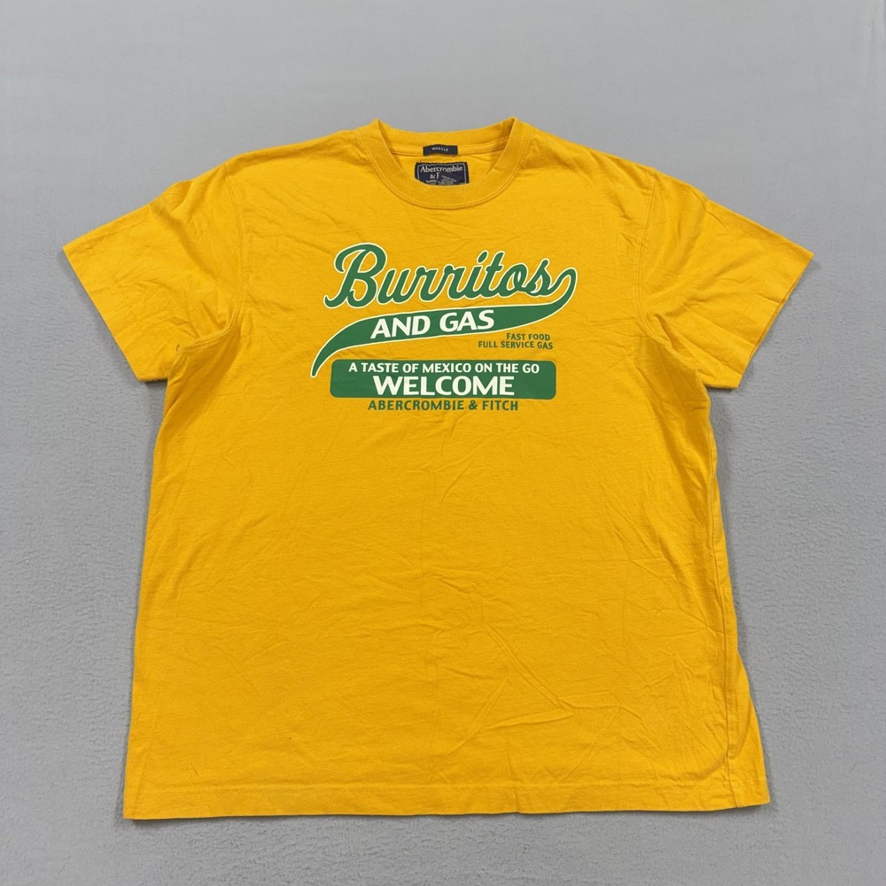 Vintage Abercrombie & Fitch Shirt Mens XL Yellow Burritos And Gas Graphic Tee