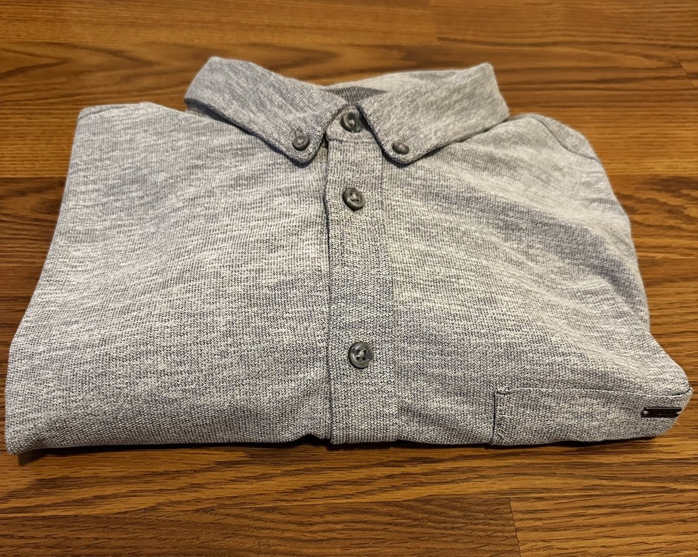 Vuori Long Sleeve Button Down Shirt V185 Men's MediumHeather Gray Breathable