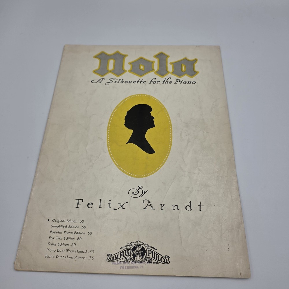 ''Nola'' A Silhouette for the Piano by Felix Arndt Sheet Music For Piano